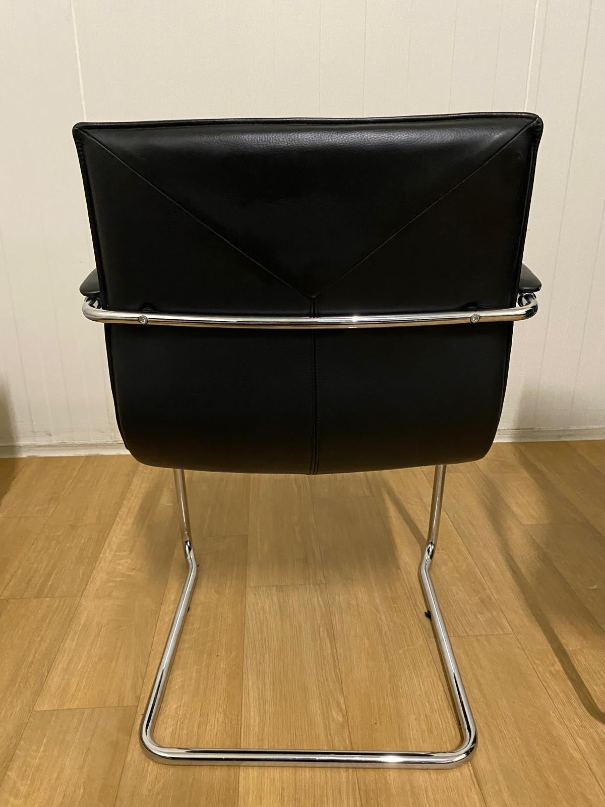 Vintage 2x Zwart Leren Walter Knoll 2010s George Cantilever Stoelen