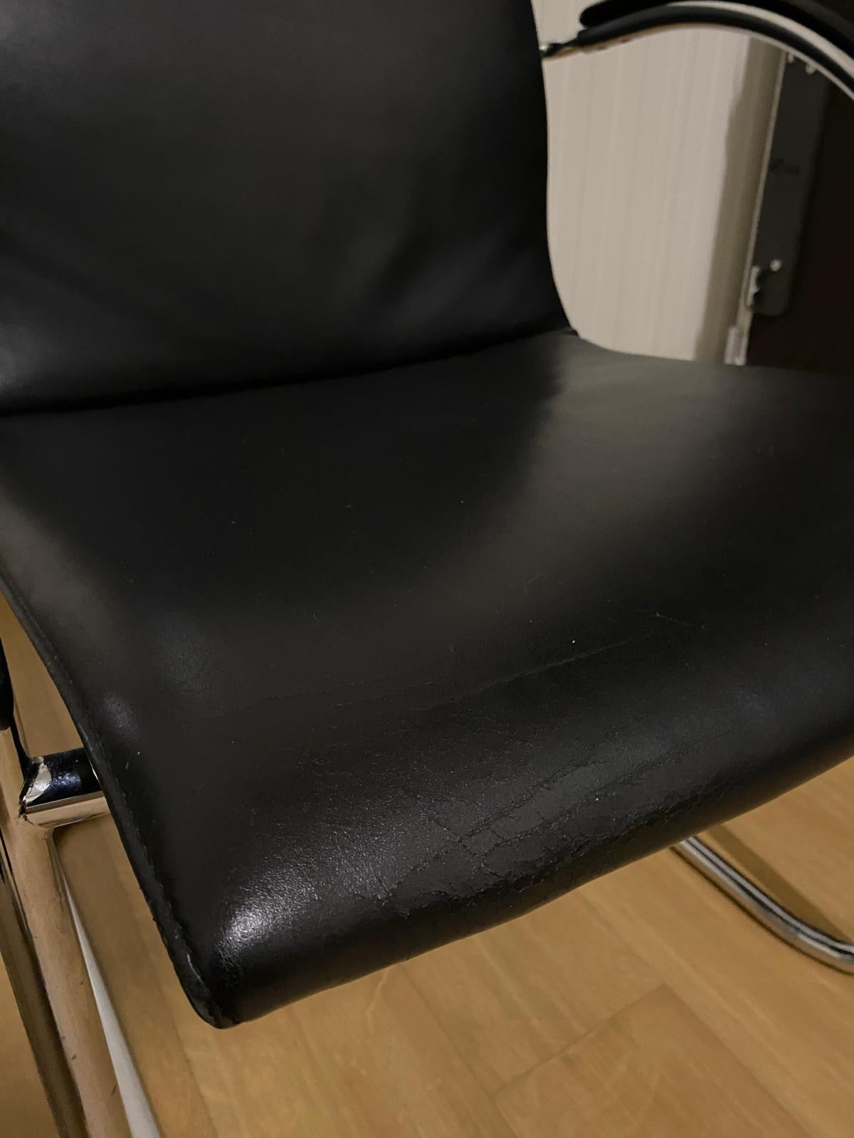 Vintage 2x Zwart Leren Walter Knoll 2010s George Cantilever Stoelen