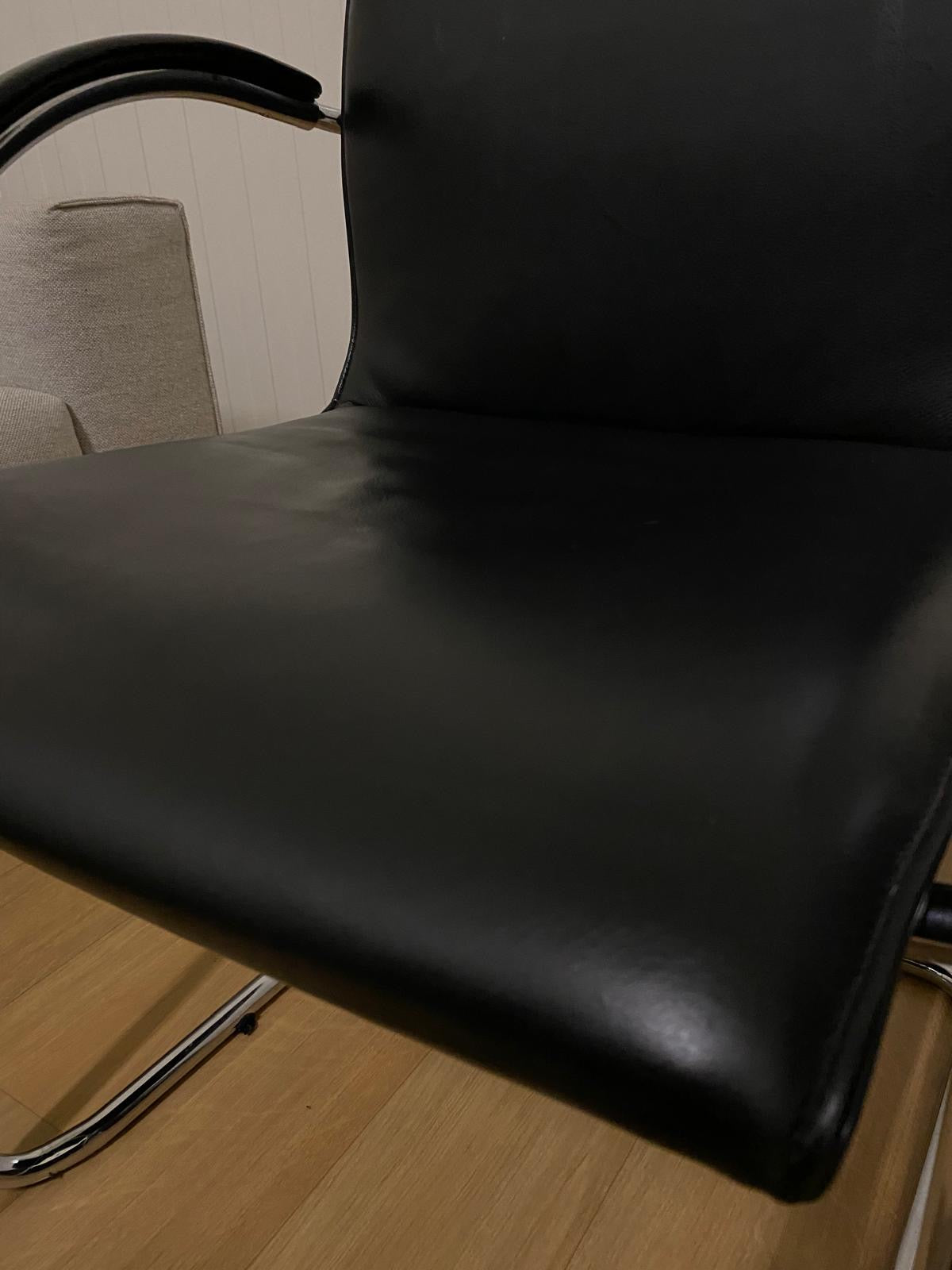 Vintage 2x Zwart Leren Walter Knoll 2010s George Cantilever Stoelen