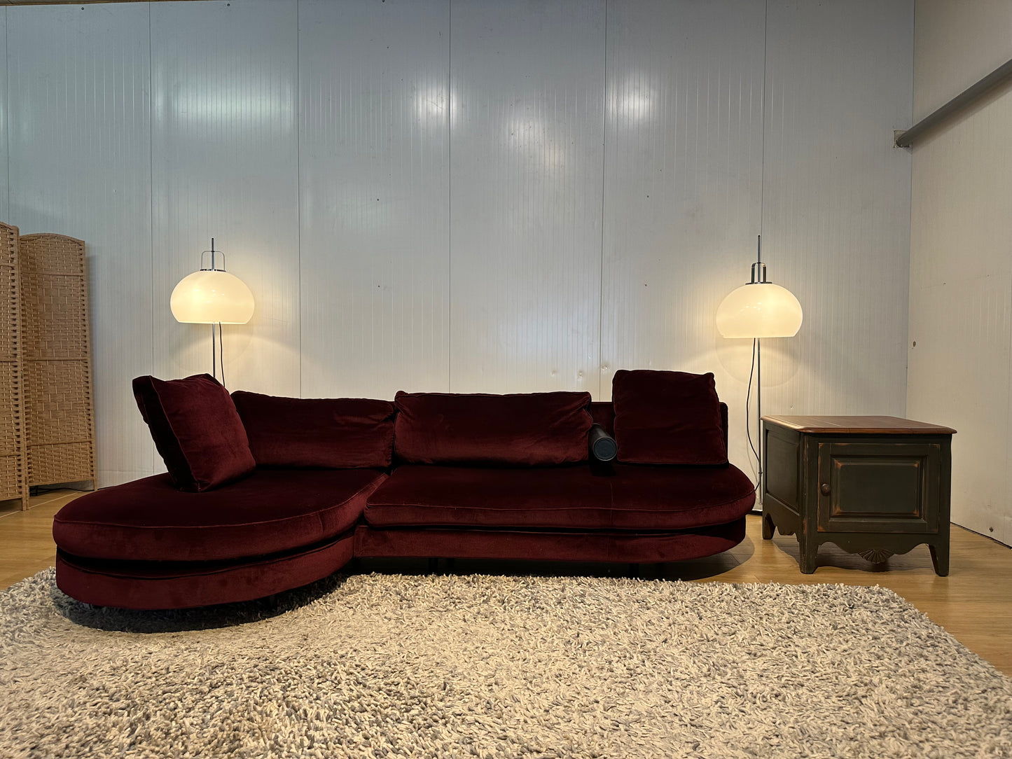ZGAN B&B Italia Sitty Hoekbank Rood Velvet Suède