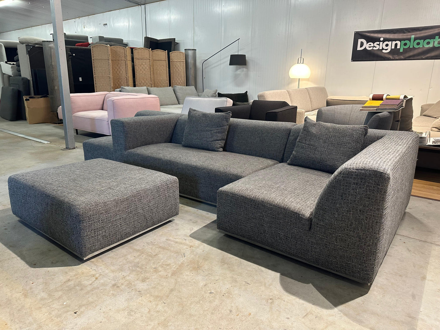 Sur & Plus Modulaire Designbank Grijs – 3-delig + Hocker