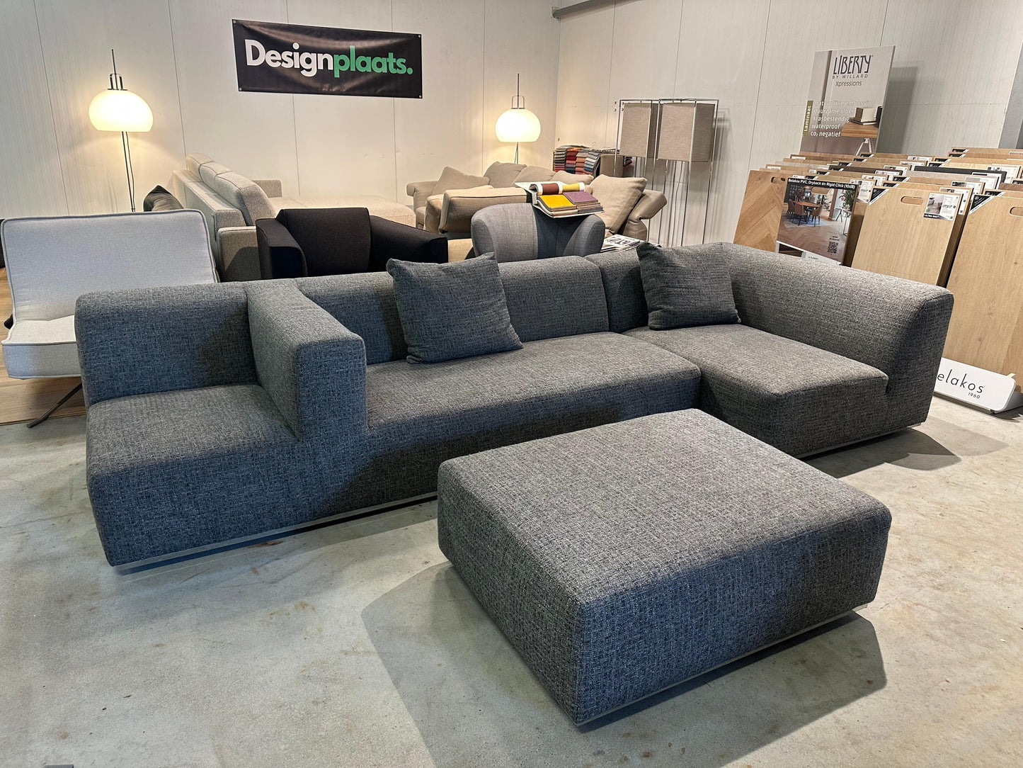 Sur & Plus Modulaire Designbank Grijs – 3-delig + Hocker