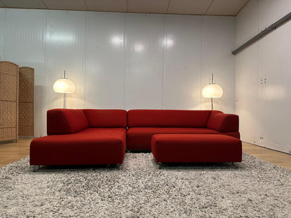 Leolux Faya Lobi Hoekbank + Hocker (Rood) – NP: €8.000
