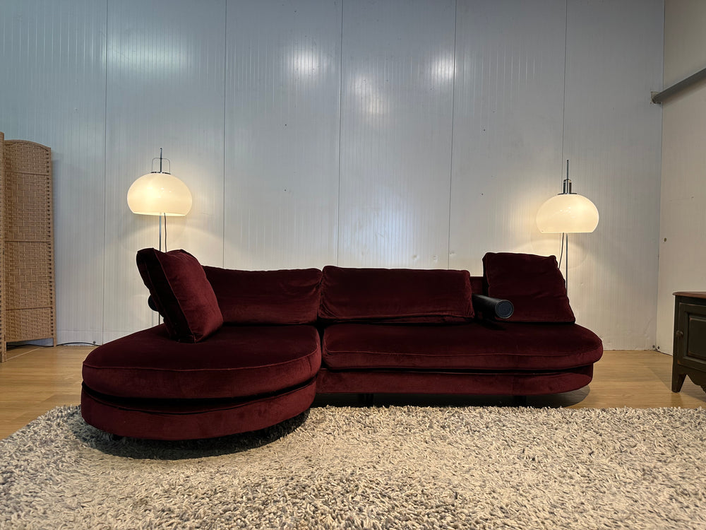 ZGAN B&B Italia Sitty Hoekbank Rood Velvet Suède