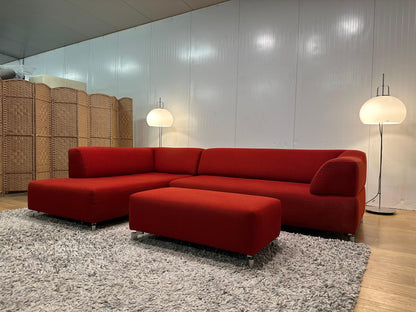 Leolux Faya Lobi Hoekbank + Hocker (Rood) – NP: €8.000