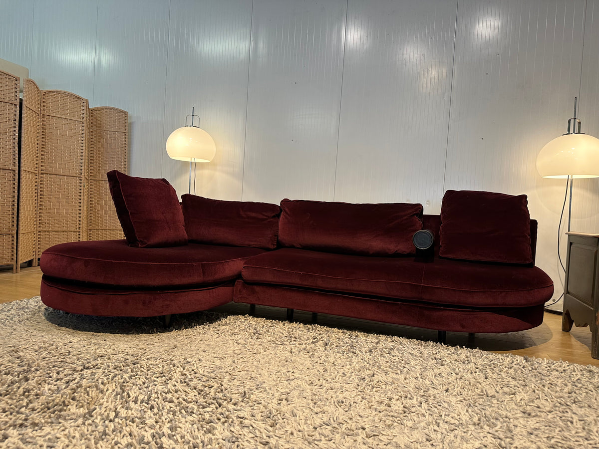 ZGAN B&B Italia Sitty Hoekbank Rood Velvet Suède