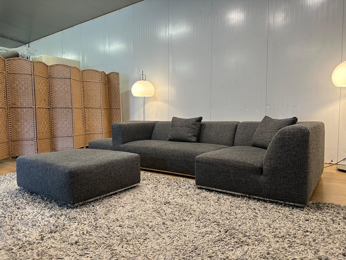 Sur & Plus Modulaire Designbank Grijs – 3-delig + Hocker