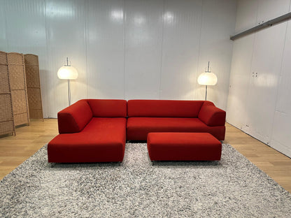 Leolux Faya Lobi Hoekbank + Hocker (Rood) – NP: €8.000