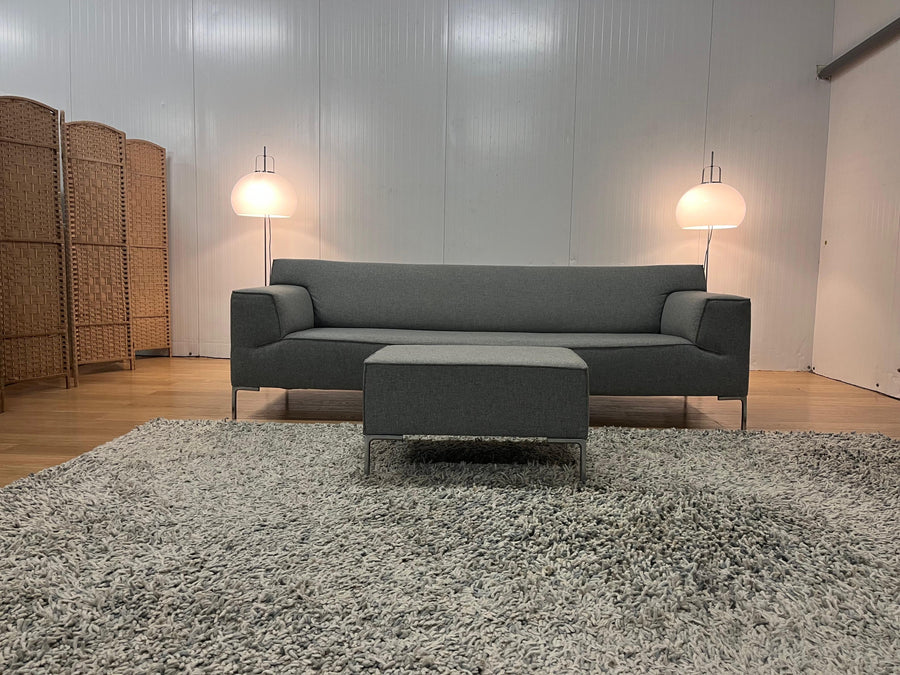 Refurbished Design on Stock 4-Zits Bank met Hocker - Grijs