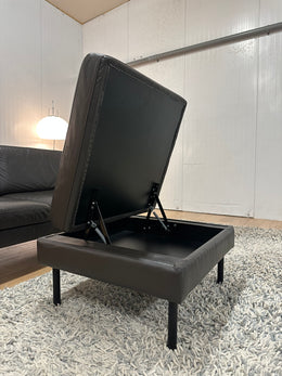 ZGAN Bolia Leren Bank + Hocker met Opbergruimte | Bruin