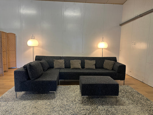 Design on stock Bloq Hoekbank met hocker - Zwart gemêleerd