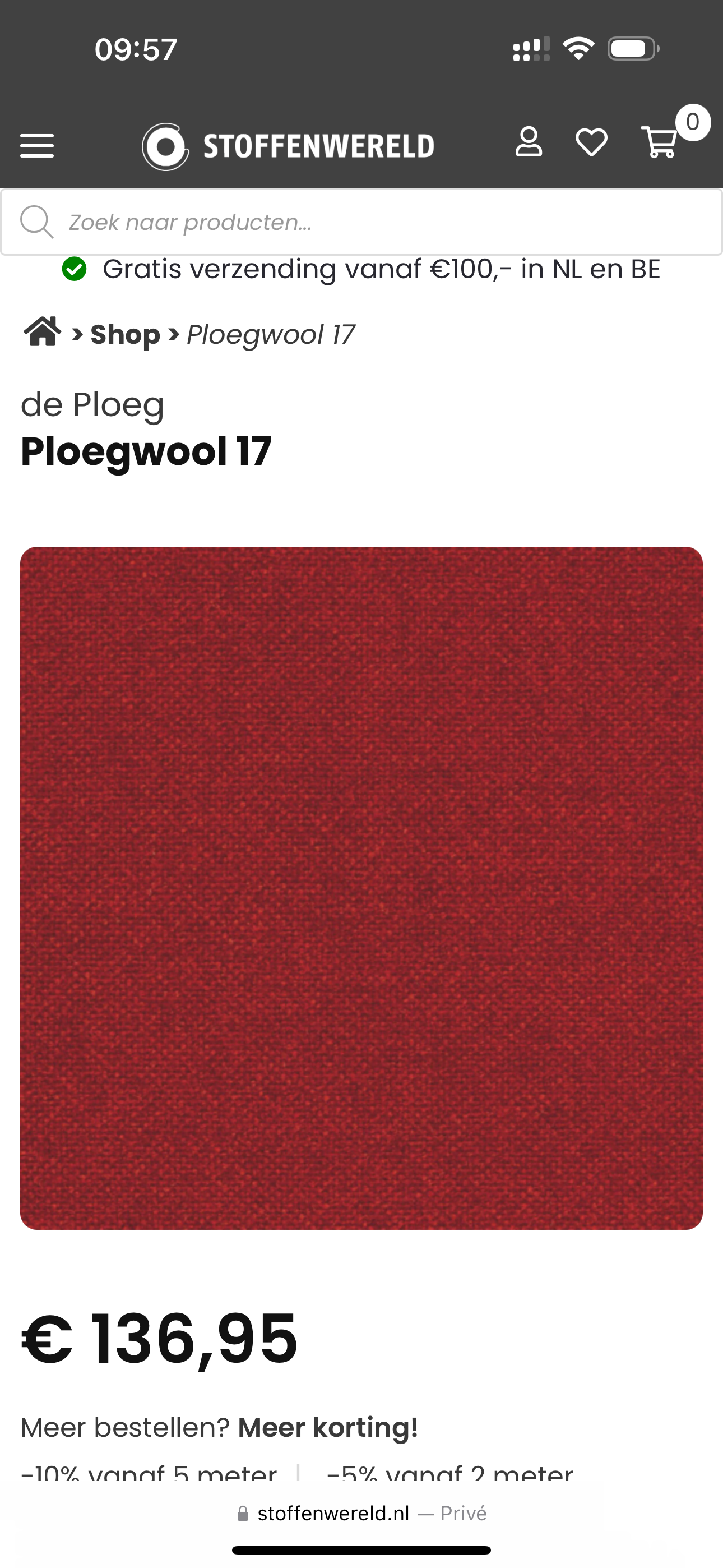 ZGAN Design on Stock Aikon Hoekbank – Ploegwol Bordeaux Rood