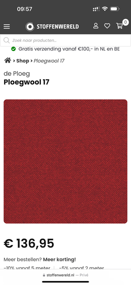 ZGAN Design on Stock Aikon Hoekbank – Ploegwol Bordeaux Rood