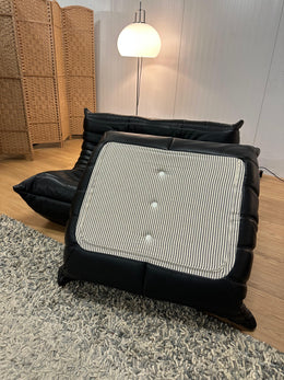 NIEUW Ligne Roset Togo Set Zwart Leer 2-Zits + 1-Zits + Poef