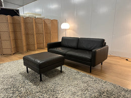 ZGAN Bolia Leren Bank + Hocker met Opbergruimte | Bruin