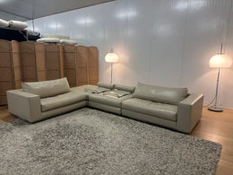 Nieuwstaat Beige Leren Minotti Modulaire Hoekbank - NP: 30k