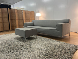 Refurbished Design on Stock 4-Zits Bank met Hocker - Grijs