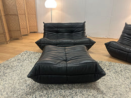 NIEUW Ligne Roset Togo Set Zwart Leer 2-Zits + 1-Zits + Poef