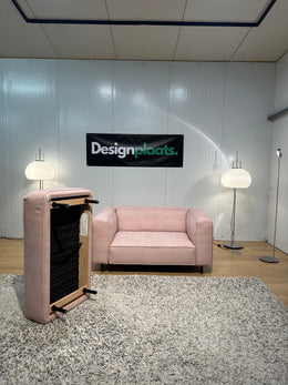 Gelderland 6400 2-zitsbank in zachte lichtroze stof