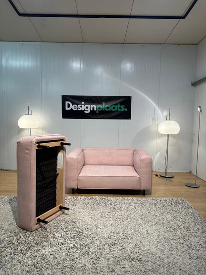 Gelderland 6400 2-zitsbank in zachte lichtroze stof