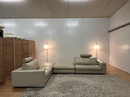 Nieuwstaat Beige Leren Minotti Modulaire Hoekbank - NP: 30k