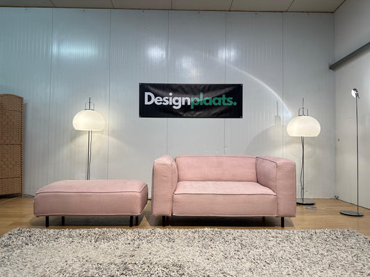 Gelderland 6400 2-zitsbank in zachte lichtroze stof