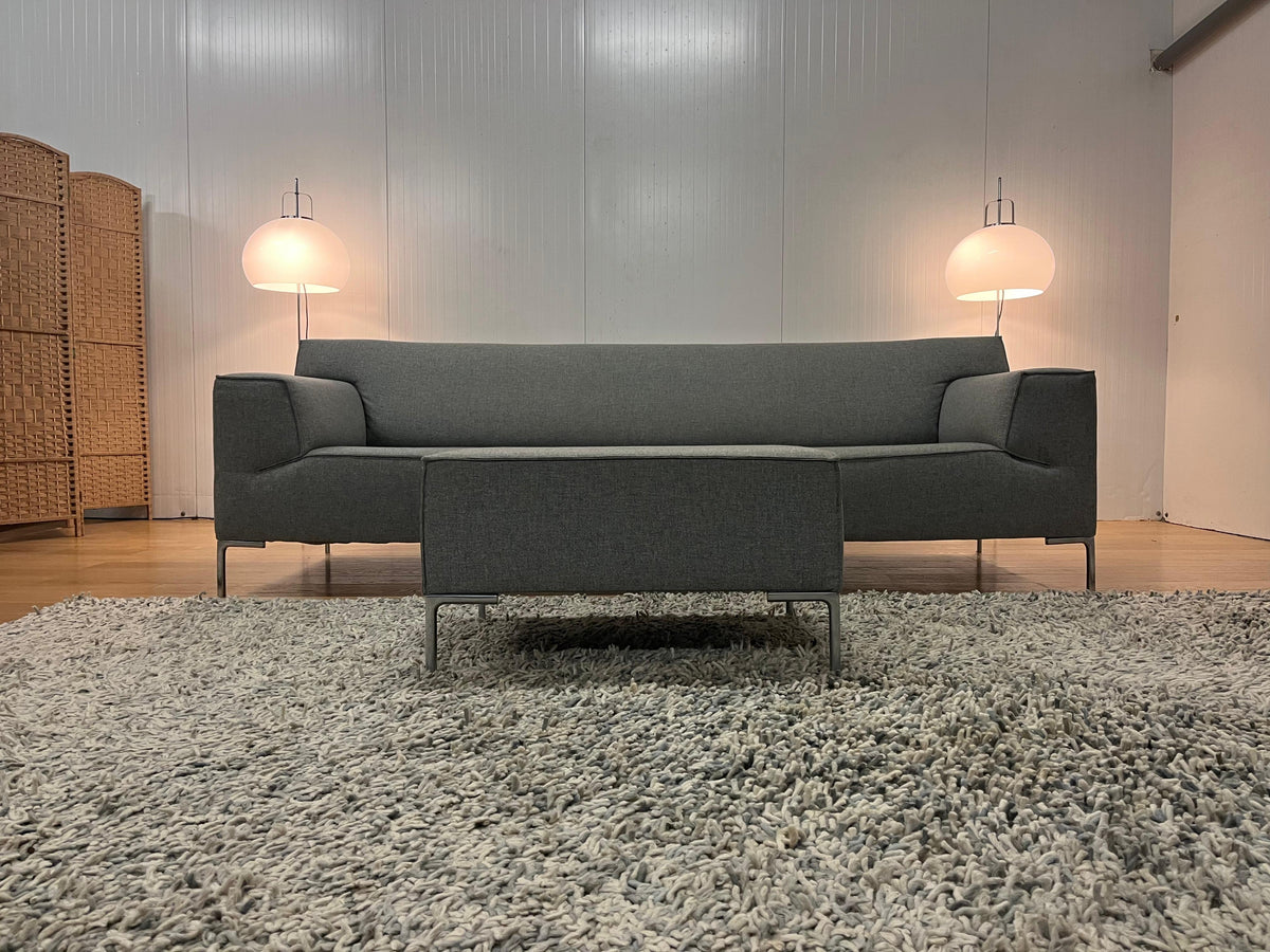 Refurbished Design on Stock 4-Zits Bank met Hocker - Grijs
