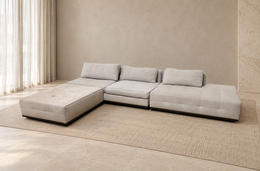 NIEUW GESTOFFEERD Minotti Lawrence Hoekbank + GARANTIE