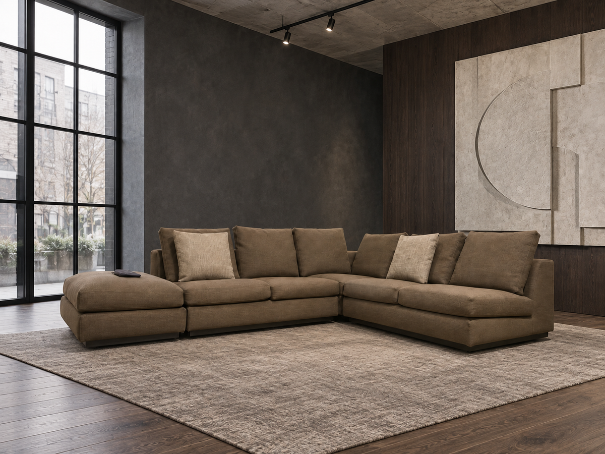 NIEUWSTAAT Minotti Andersen Hoekbank + Hocker + GARANTIE