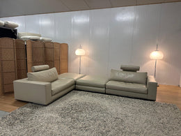 Nieuwstaat Beige Leren Minotti Modulaire Hoekbank - NP: 30k