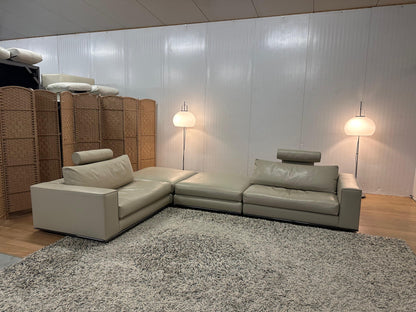 Nieuwstaat Beige Leren Minotti Modulaire Hoekbank - NP: 30k