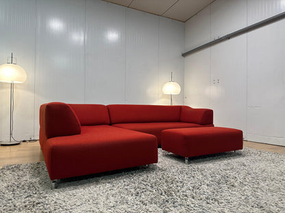 Leolux Faya Lobi Hoekbank + Hocker (Rood) – NP: €8.000