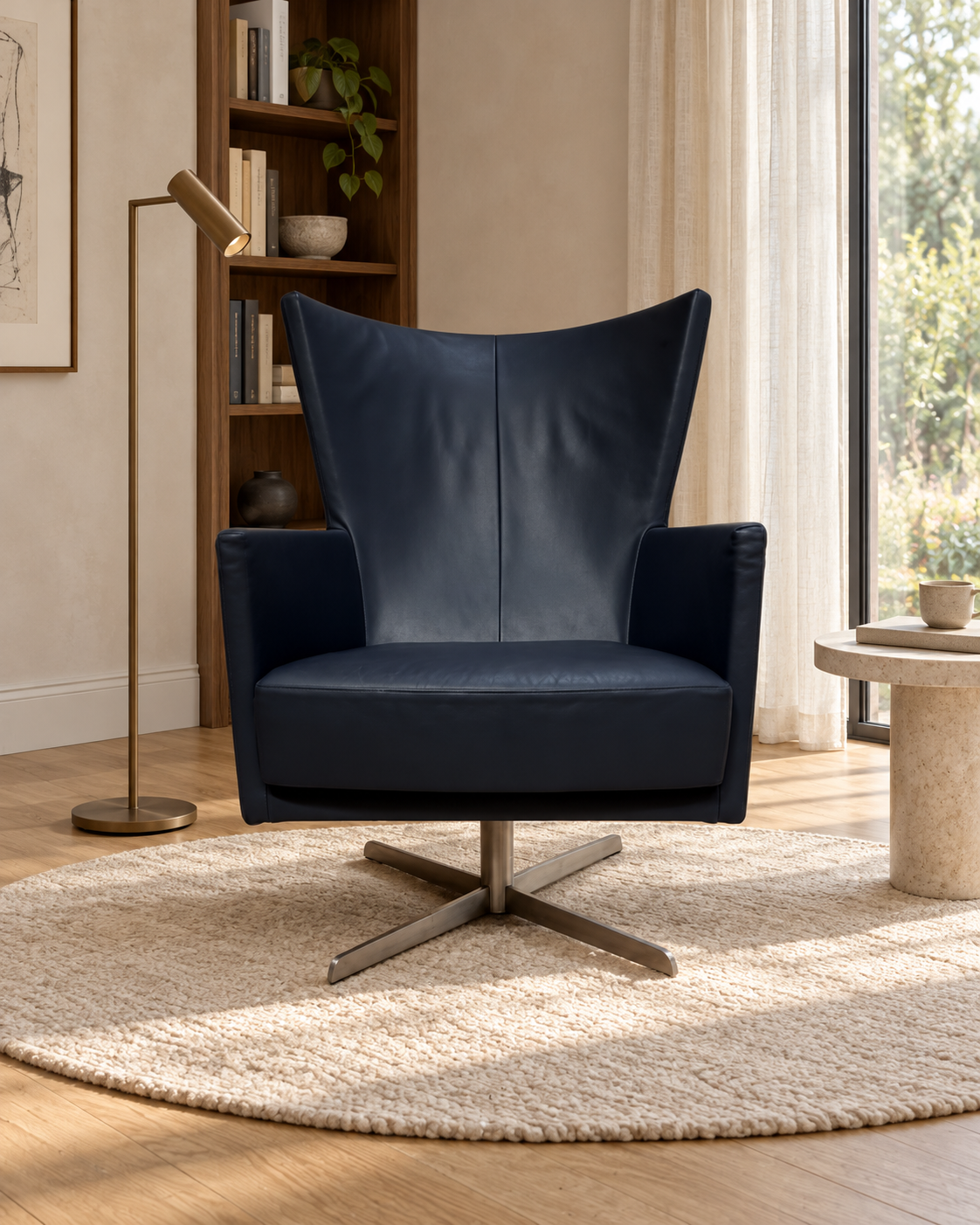 ZGAN 2x Montis Romeo Fauteuil Donkerblauw Leer + GARANTIE