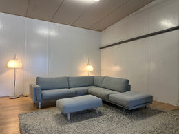 Leolux Bellice Hoekbank wol lichtblauw inclusief hocker - NP: €16.000