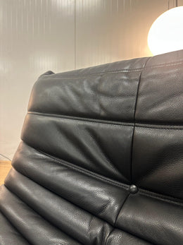NIEUW Ligne Roset Togo Set Zwart Leer 2-Zits + 1-Zits + Poef