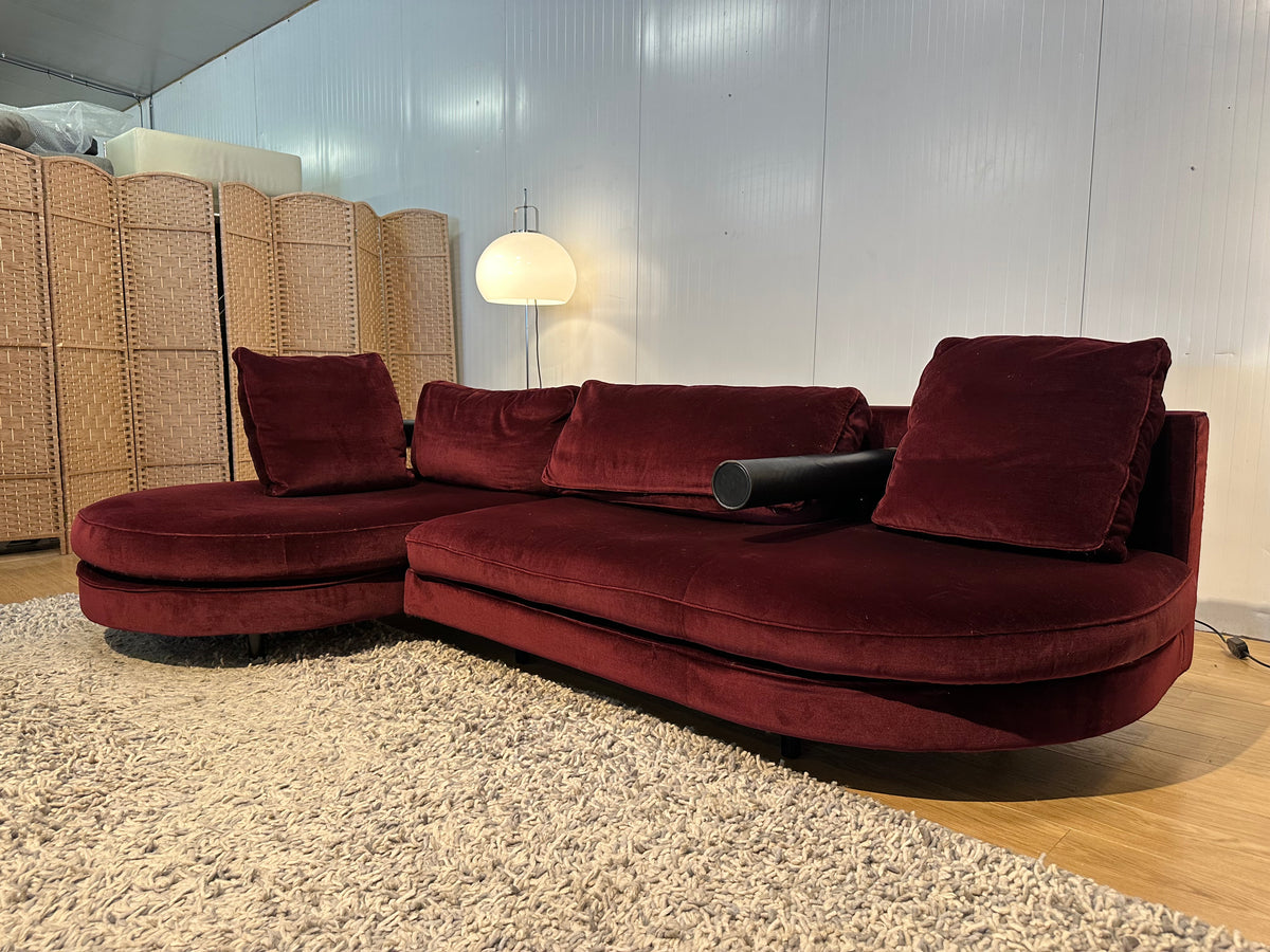 ZGAN B&B Italia Sitty Hoekbank Rood Velvet Suède