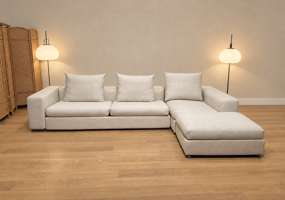 NIEUW GESTOFFEERD Flexform Groundpiece Hoekbank + GARANTIE