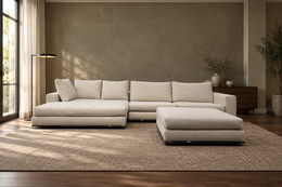 NIEUW Minotti Hamilton Hoekbank + Hocker Ecru + GARANTIE