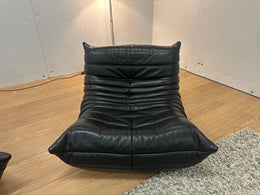 NIEUW Ligne Roset Togo Set Zwart Leer 2-Zits + 1-Zits + Poef