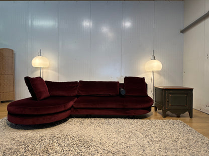ZGAN B&B Italia Sitty Hoekbank Rood Velvet Suède
