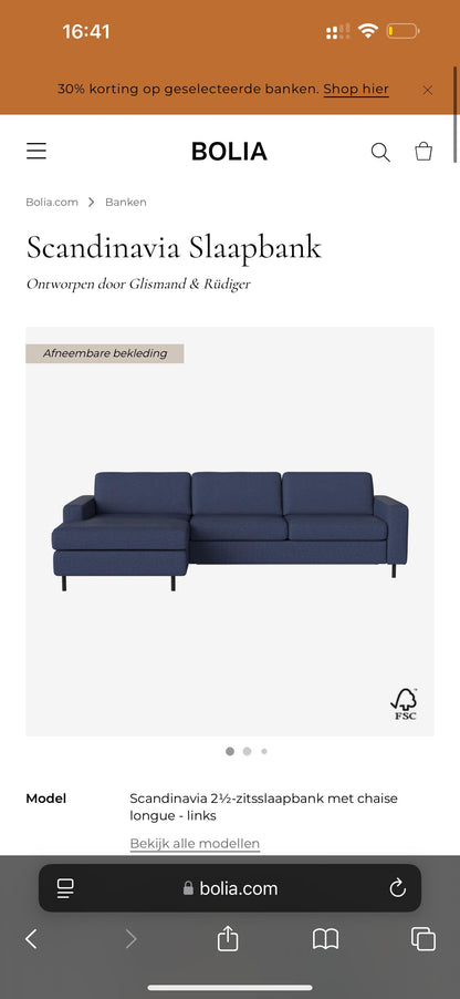 Bolia Scandinavia Slaapbank Blauw – NP: €7.040