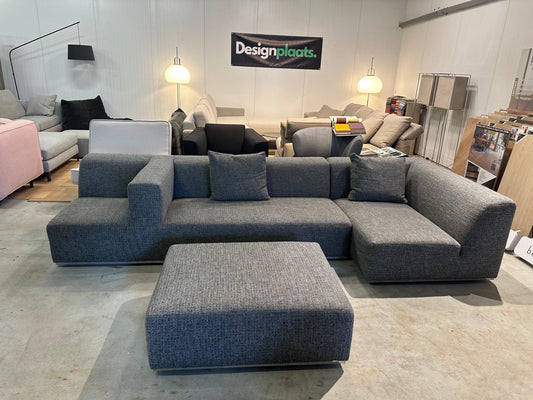 Sur & Plus Modulaire Designbank Grijs – 3-delig + Hocker