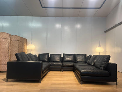 Minotti Andersen 4-Delige Zwarte Leren Hoekbank NP: 35.000