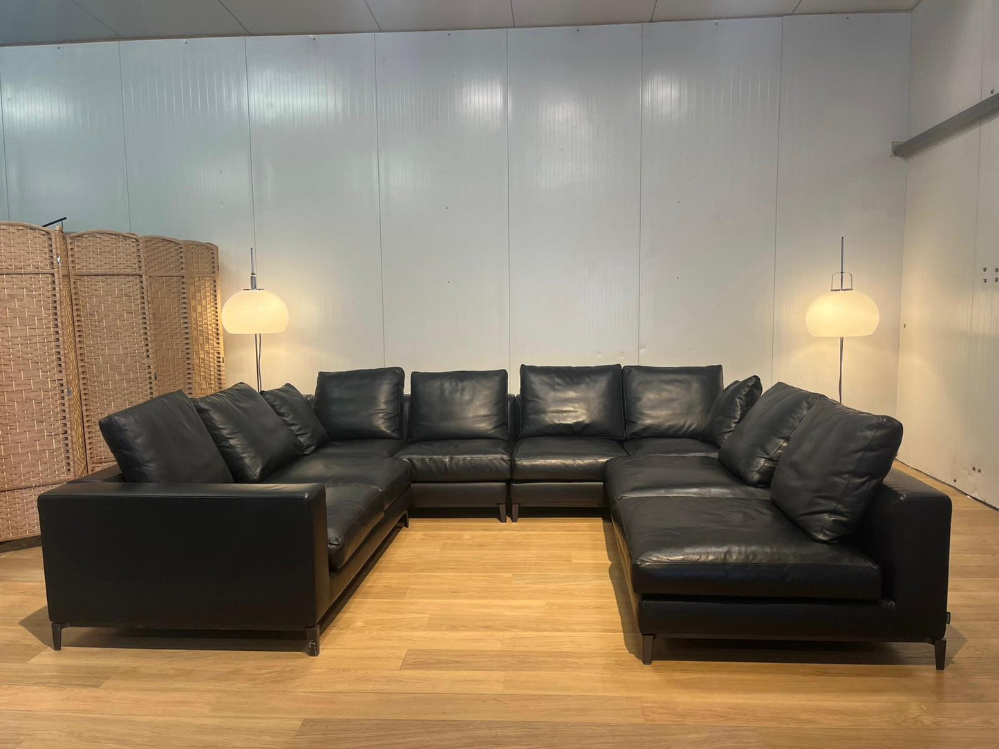 Minotti Andersen 4-Delige Zwarte Leren Hoekbank NP: 35.000