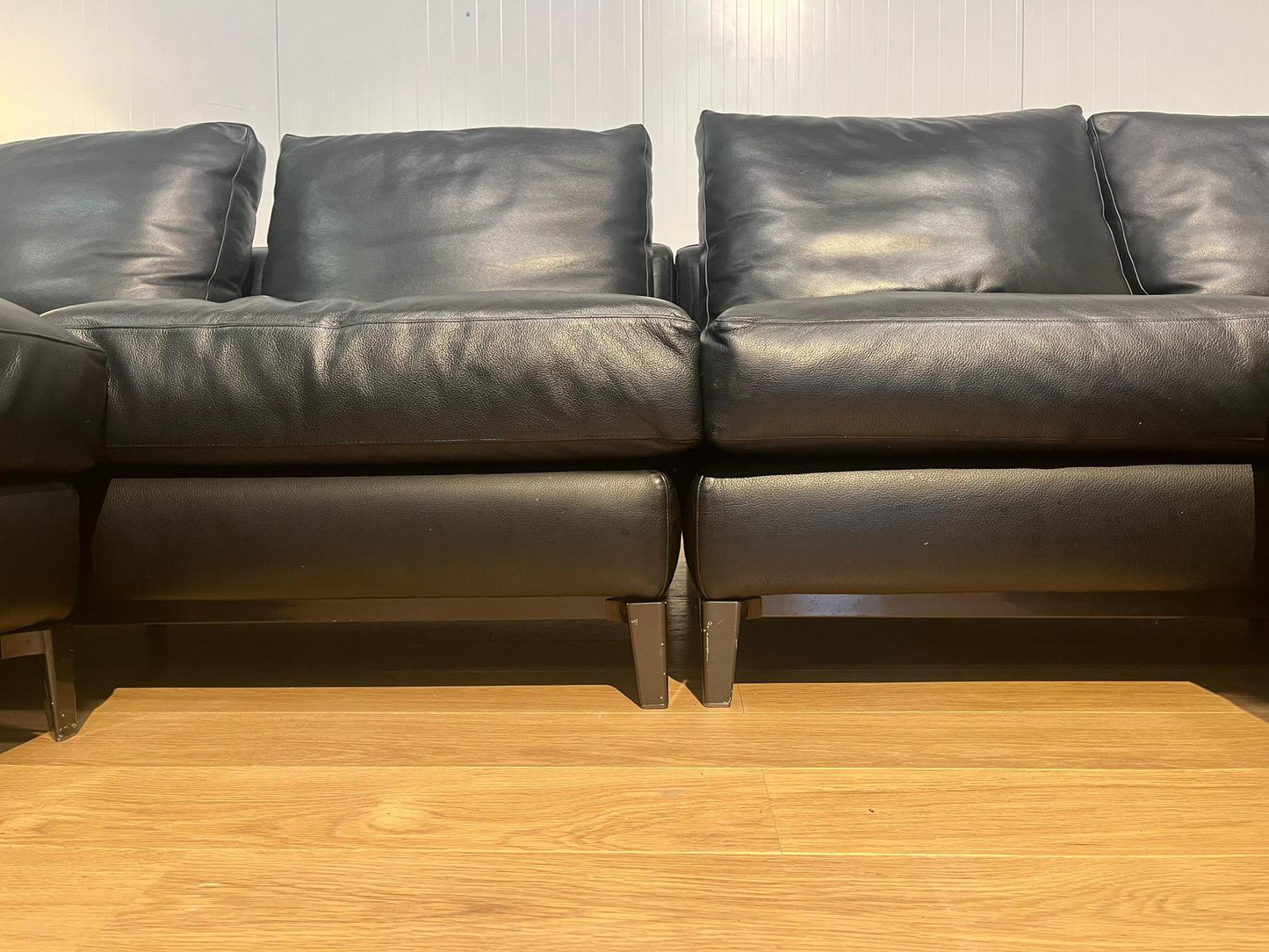 Minotti Andersen 4-Delige Zwarte Leren Hoekbank NP: 35.000