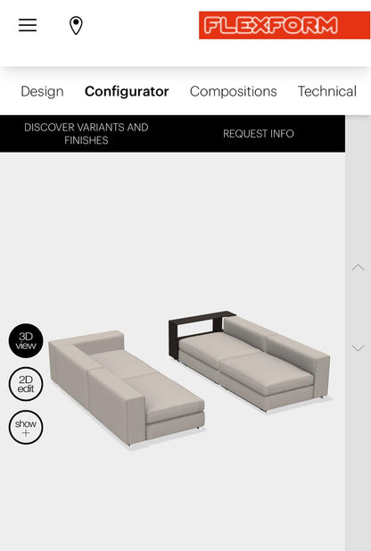 Flexform Groundpiece 4-delig met bookcase – Roze fluweel