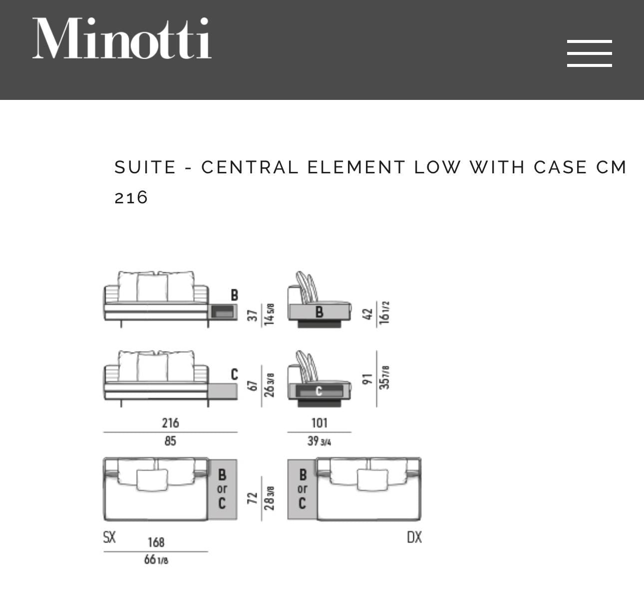 Nieuwstaat Minotti Roger 2 zits met kast – NP €9.000