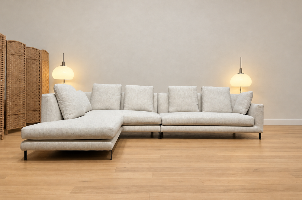 NIEUW Minotti Allen Hoekbank Ecru + GARANTIE | NP €18.500