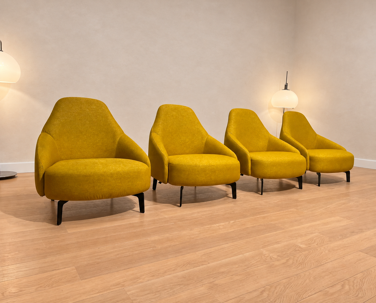 Nieuwstaat 3x Leolux Jill Fauteuil Geel