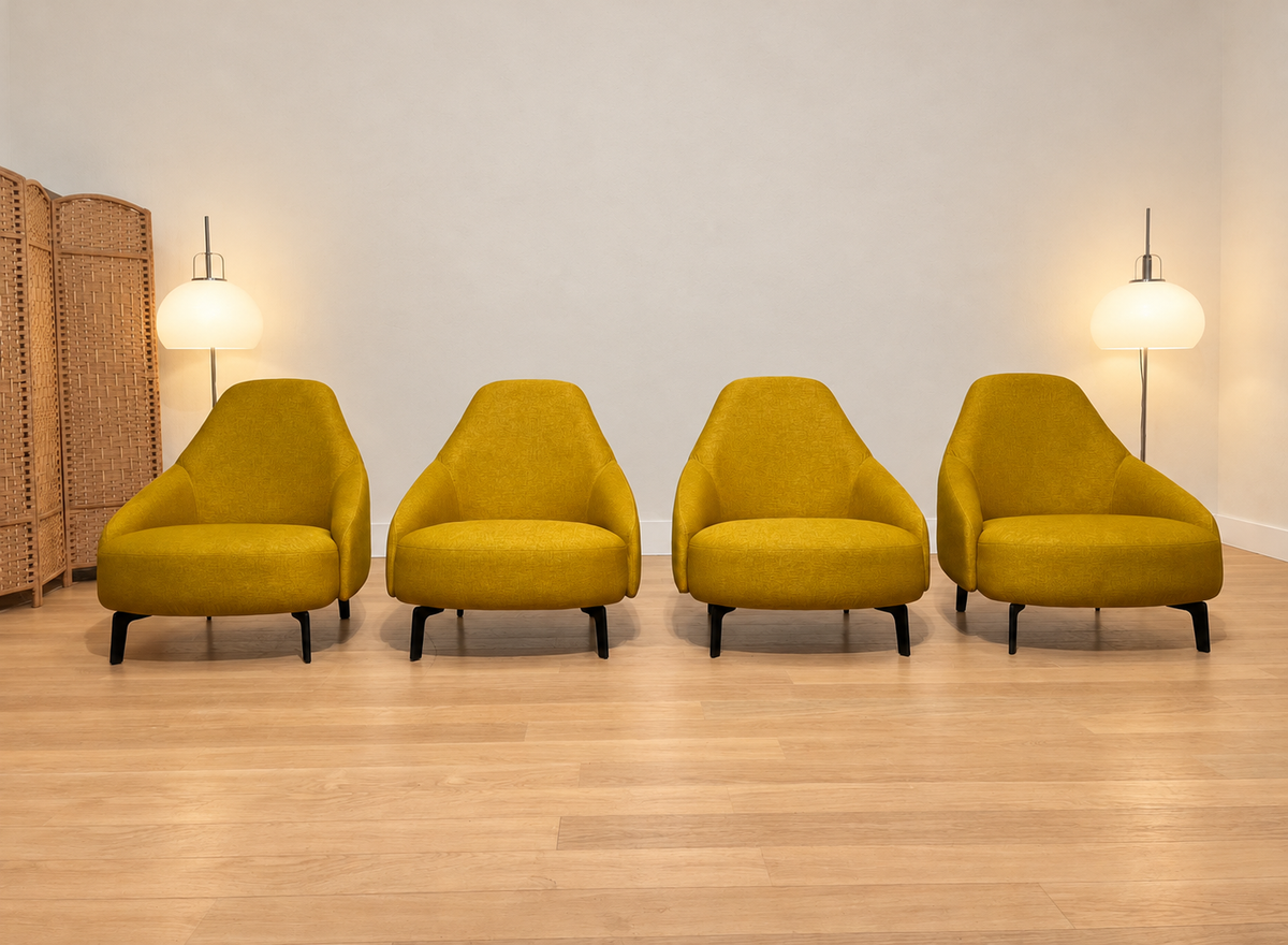 Nieuwstaat 3x Leolux Jill Fauteuil Geel